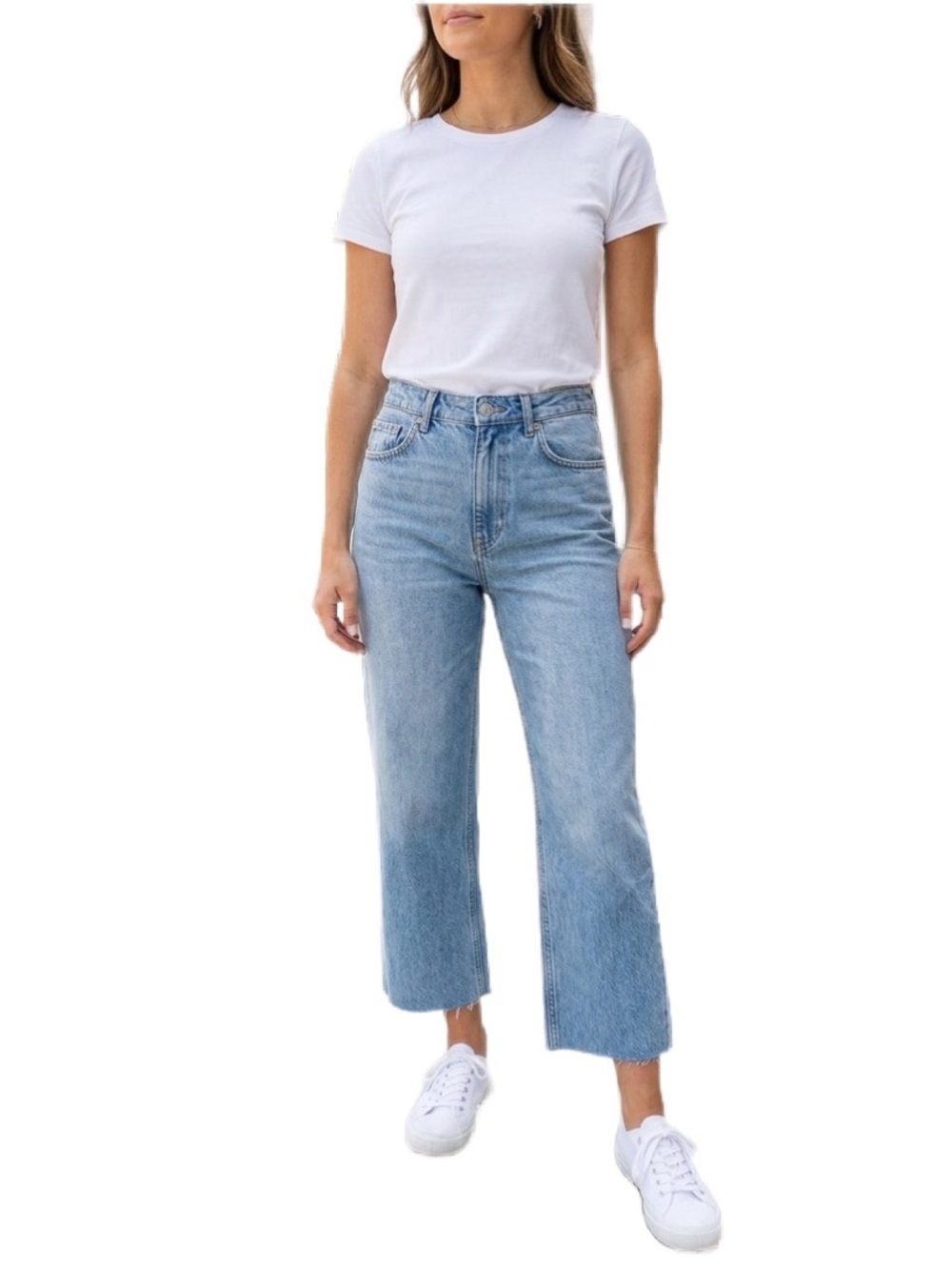 NWT Topshop MOTO Light Blue Raw Hem Cropped Jeans Size 26 Petite